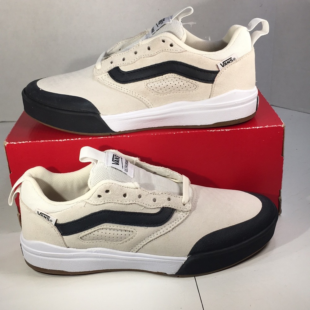 Vans Cream and Black Athletic Shoes